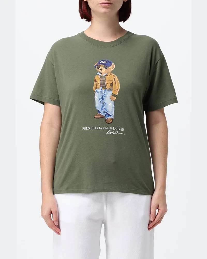 Ralph Lauren Slim-Fit-Baumwoll-T-Shirt mit Teddybär-Print Olive