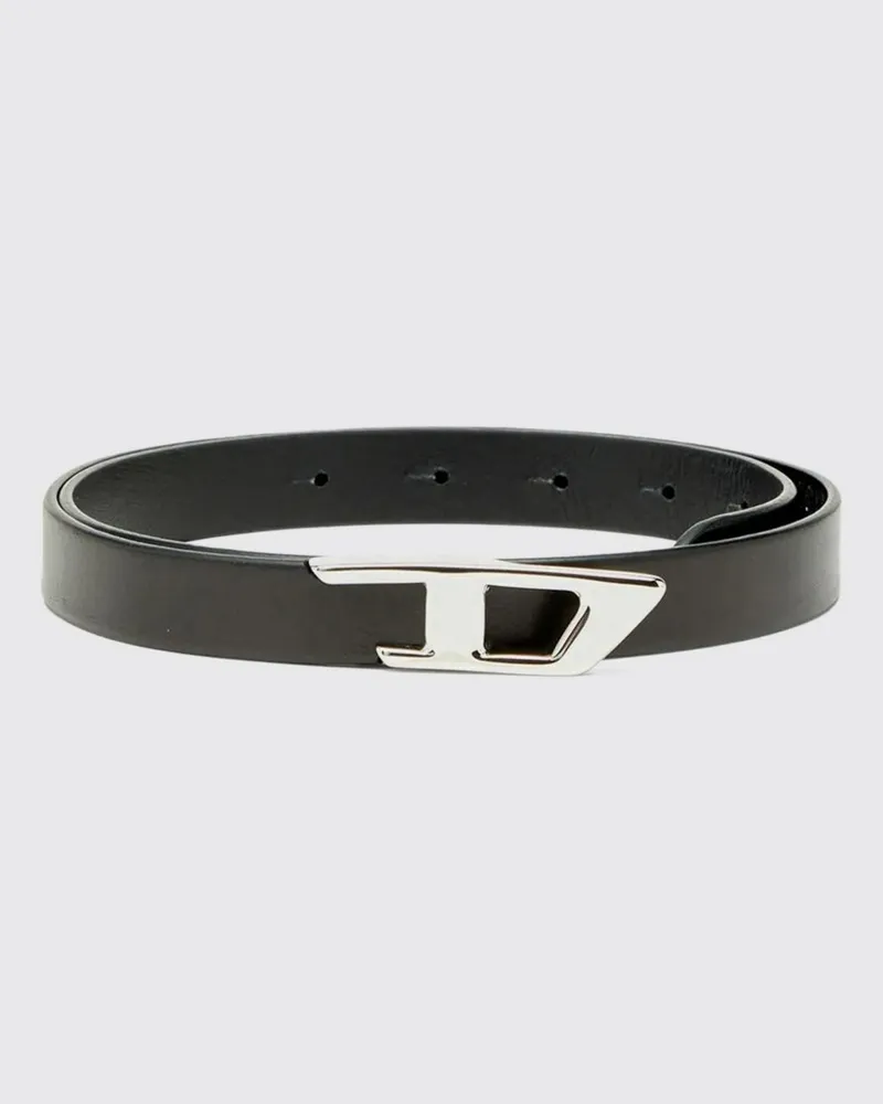 Diesel Gürtel aus glattem Rindsleder mit Oval D Monogramm-Schnalle Schwarz