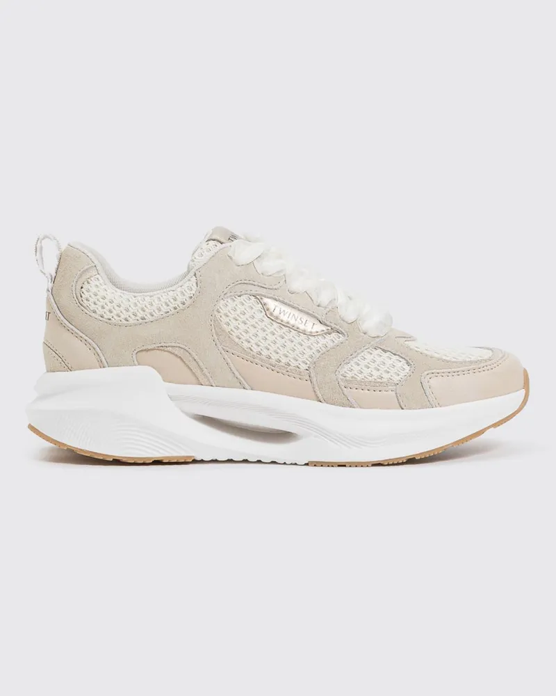 Twin-Set Sneaker aus Mesh und Wildleder Perle