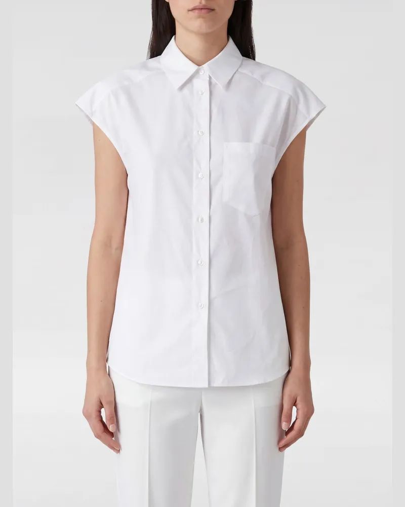 Semicouture Ärmelloses Slim-Fit-Hemd aus Baumwolle mit französischem Kragen Weiß