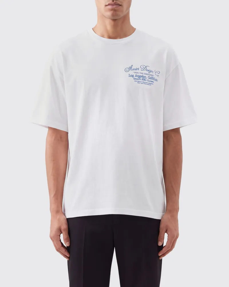 Amiri Rundhals-T-Shirt aus Baumwolle mit kontrastierendem Grafikdruck Weiß