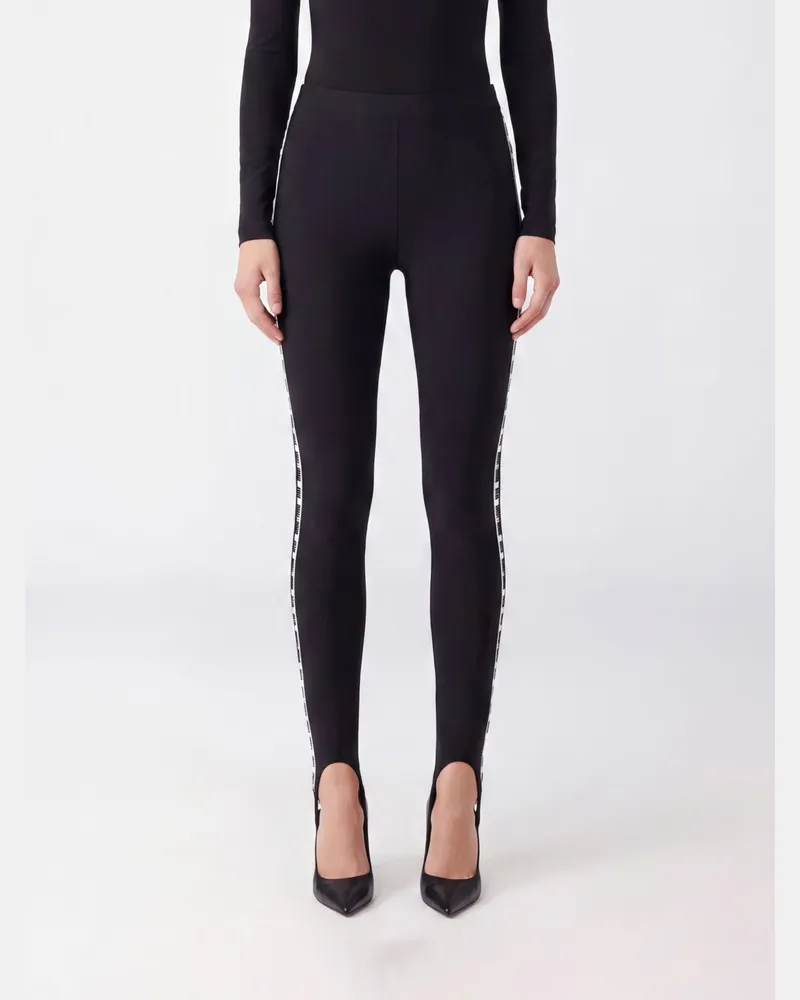 Moschino Skinny-Leggings aus technischem Stretch-Gewebe mit Seitenstreifen Weiß