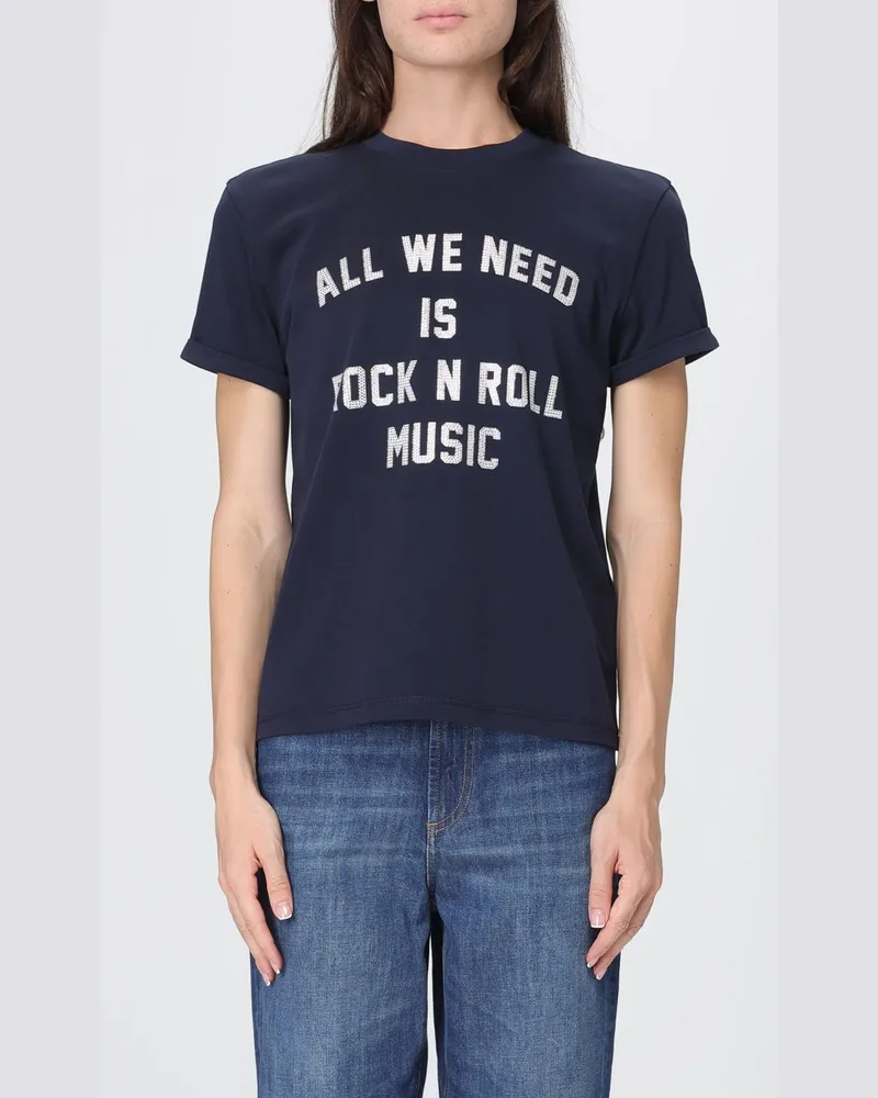Zadig & Voltaire ZADIG  VOLTAIRE Blaues Baumwoll-T-Shirt Zadig & Voltaire mit kontrastierendem Slogan-Druck Blau