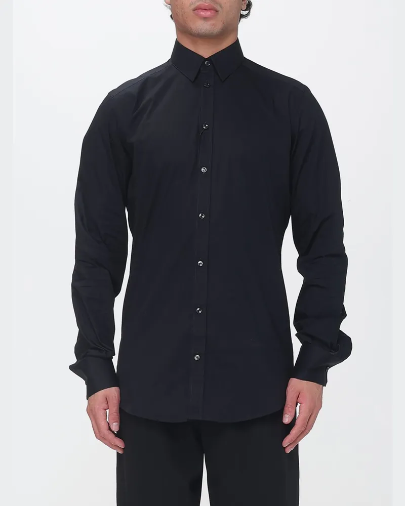 Dolce & Gabbana DOLCE  GABBANA Slim-Fit-Hemd Dolce & Gabbana aus Baumwollpopeline mit Kentkragen Schwarz