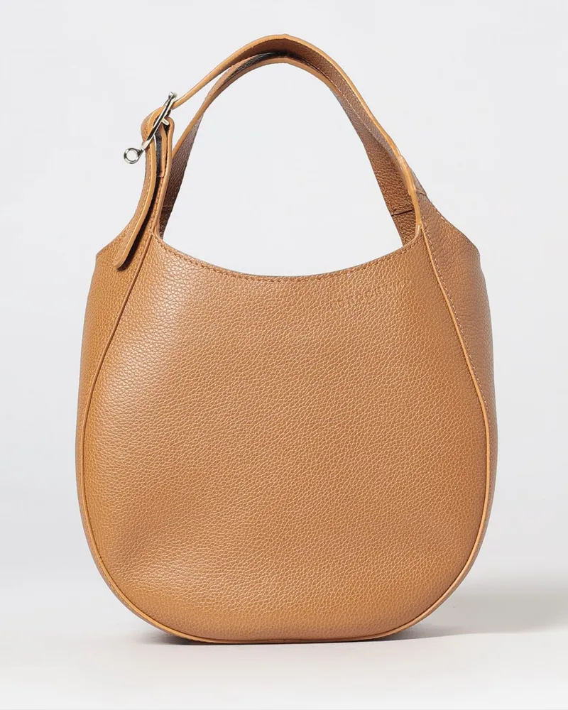 Longchamp Le Foulonné Toile Mini-Tote-Bag aus genarbtem Leder mit geprägtem Logo Beige