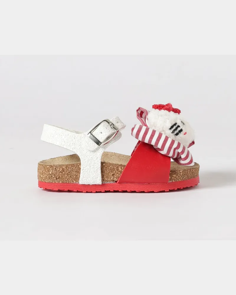 Monnalisa Hello Kitty Sandale aus Glitzer und Stoff mit Schleife Weiß