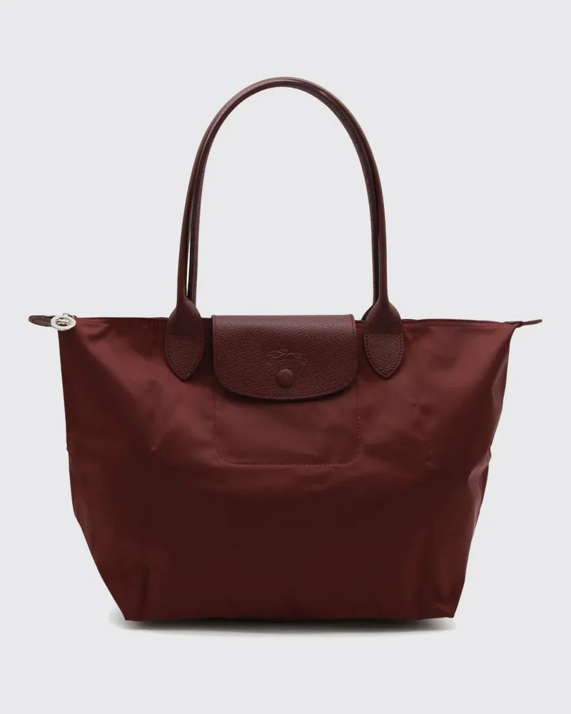 Longchamp Le Pliage One Mittlere Schulter-Tragetasche aus recyceltem Nylon Burgunderrot