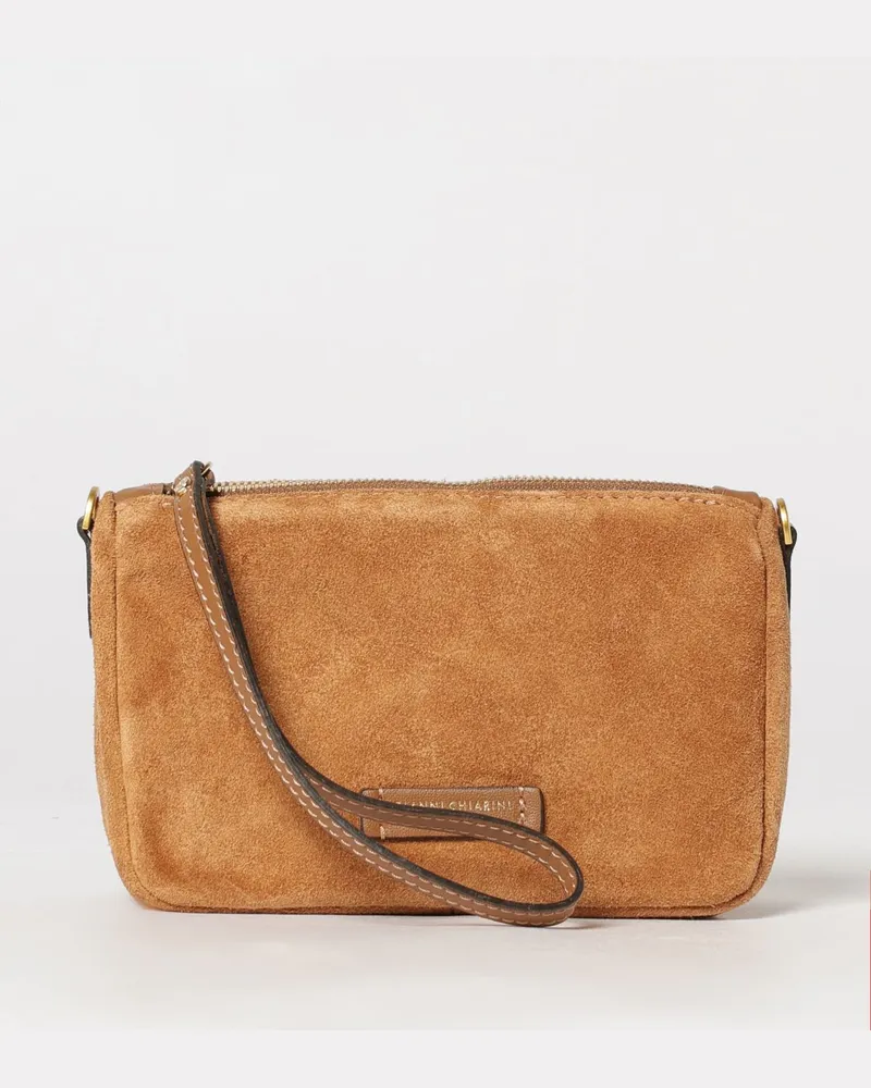 Gianni Chiarini Nora Mini-Umhängetasche aus Veloursleder mit Reißverschluss Camel