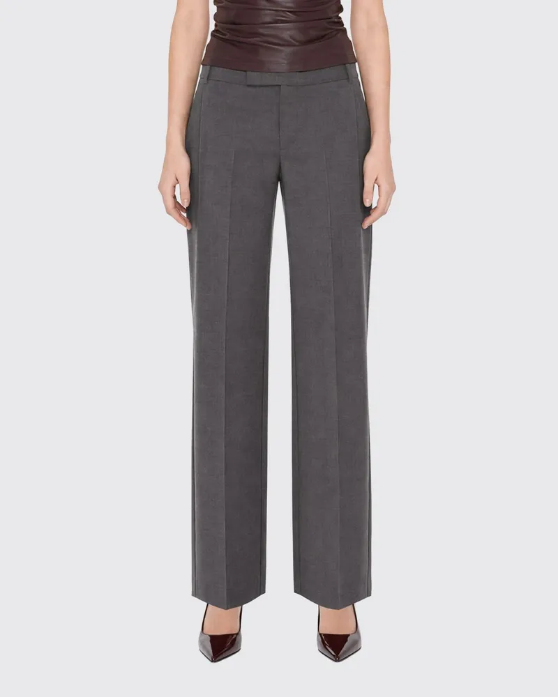 Patrizia Pepe Straight-Leg-Hose mit mittlerer Leibhöhe aus Viskosemischung und Gürtelschlaufen Grau