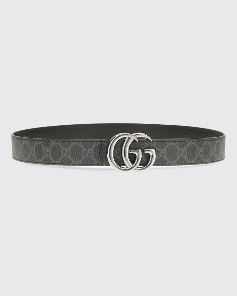Gucci Wendbarer GG Marmont Gürtel von aus Leder und GG-Monogramm-Canvas Schwarz