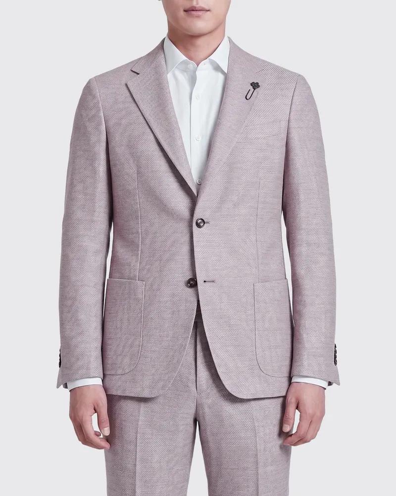 LARDINI Einreihiger Blazer aus Schurwolle und Leinen Beige