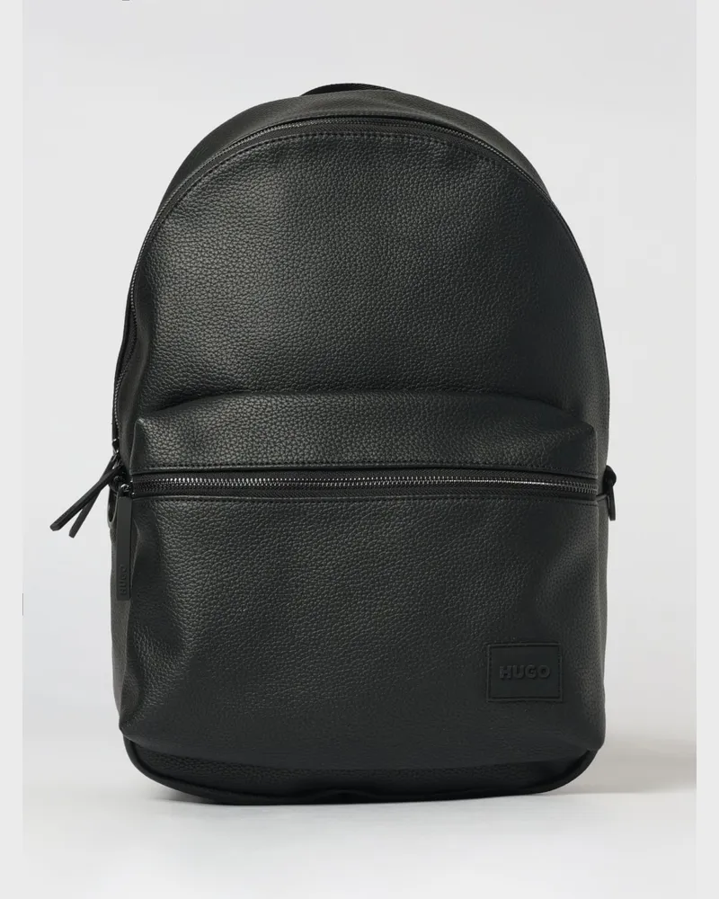 HUGO BOSS Rucksack aus gehämmertem Kunstleder Schwarz