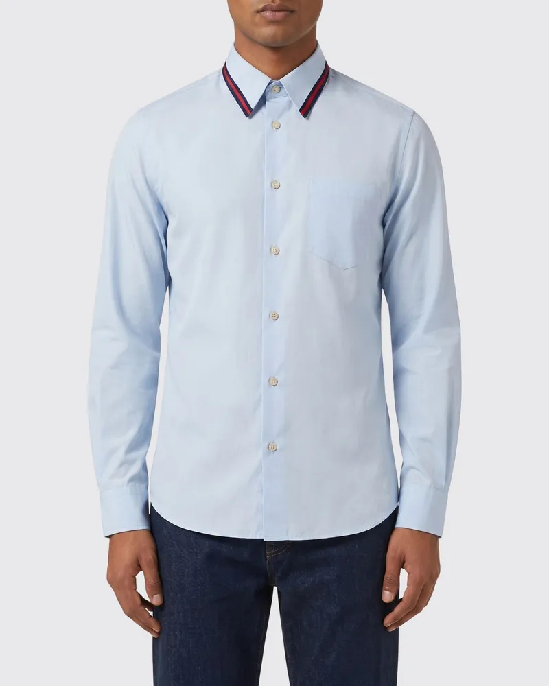 Gucci Slim-Fit-Hemd aus Baumwollmischung mit französischem Kragen Blau