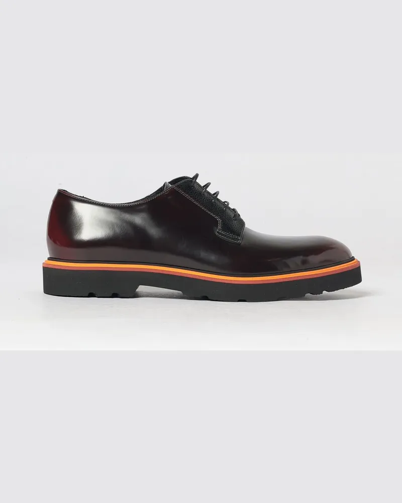 Paul Smith Derby-Schuhe aus gebürstetem Leder mit Profilsohle Burgunderrot