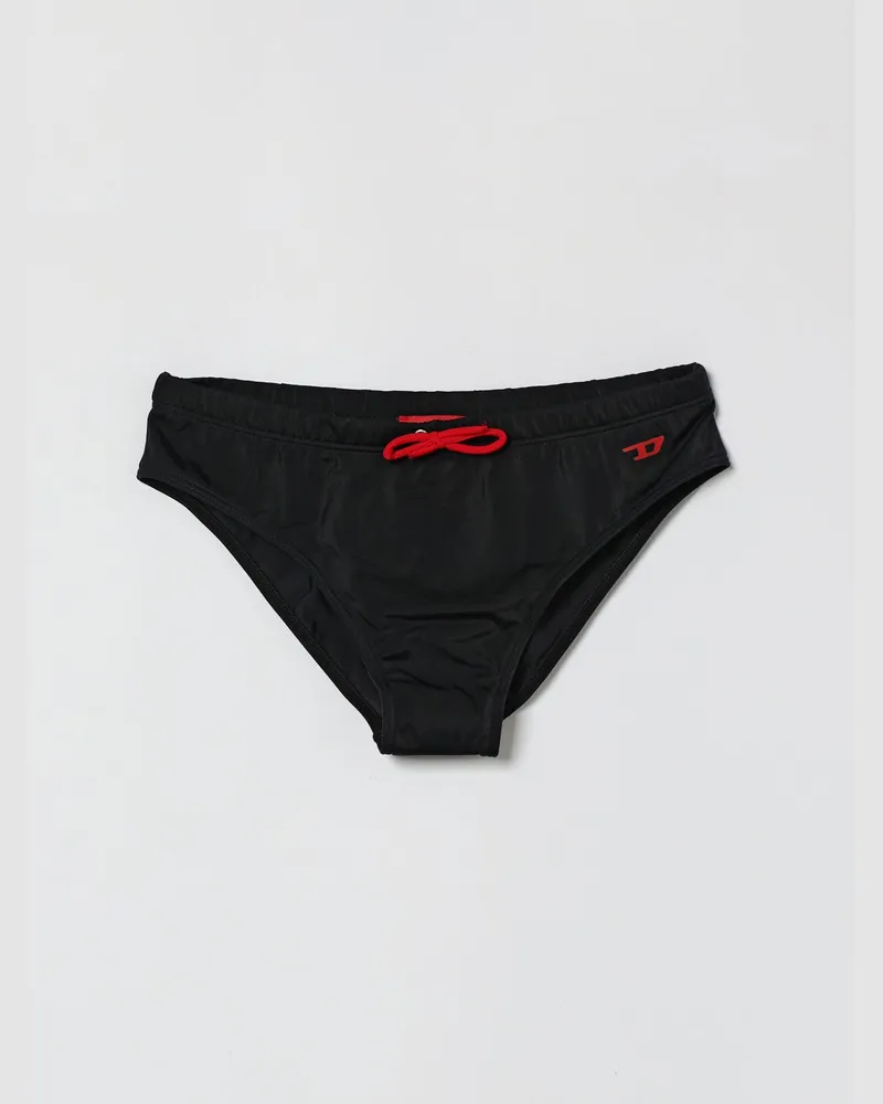 Diesel Logo-Badeslip Schwarz