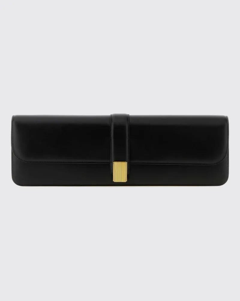KHAITE Blake Clutch aus Glattleder mit magnetischem Klappverschluss Schwarz