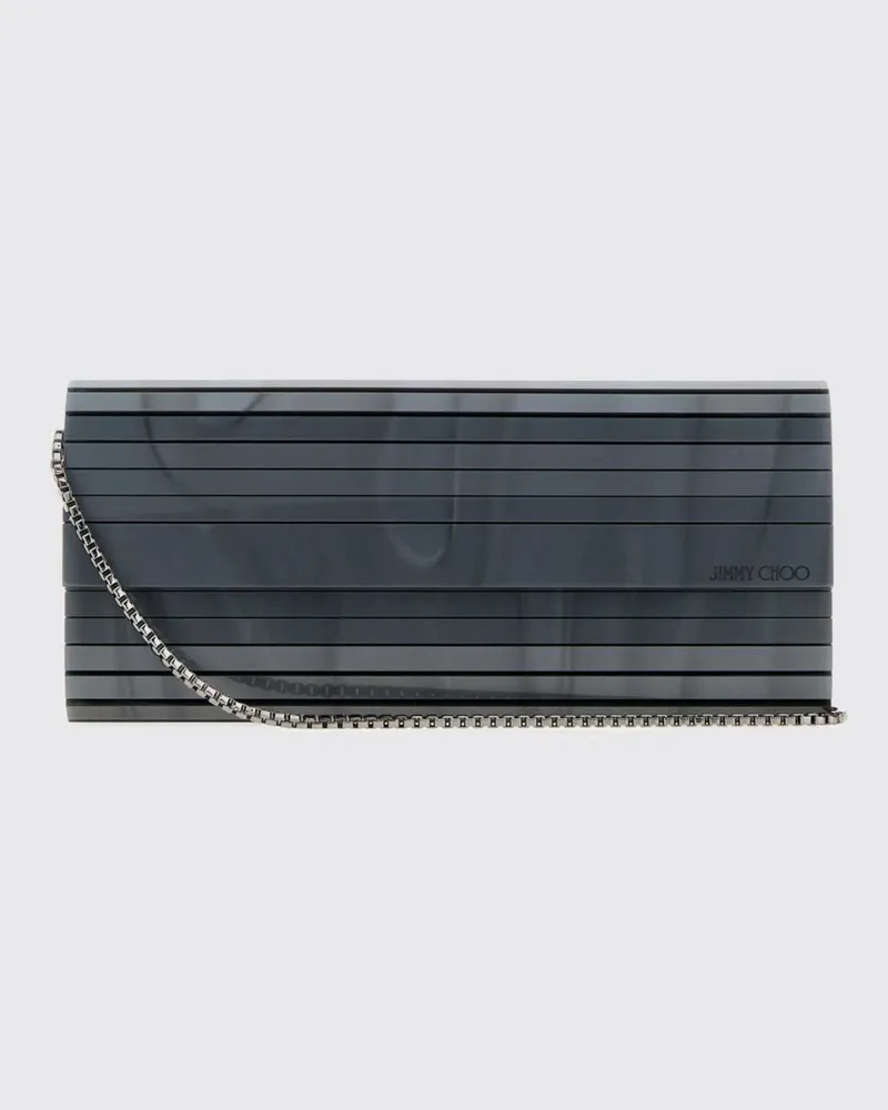 Jimmy Choo Sweetie Clutch aus marmoriertem Harz mit Ketten-Schulterriemen Grau