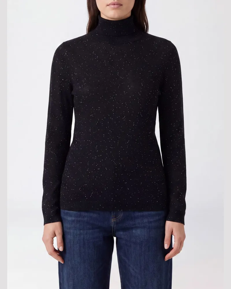 Fabiana Filippi Schmal geschnittener Rollkragenpullover aus Wolle mit Paillettenstickerei Schwarz