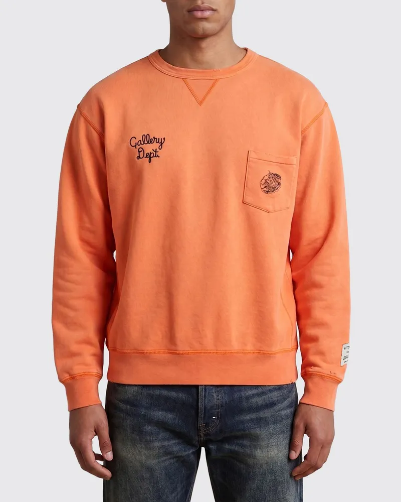 GALLERY DEPT. Rundhals-Sweatshirt aus Baumwolle mit aufgesetzter Tasche Orange