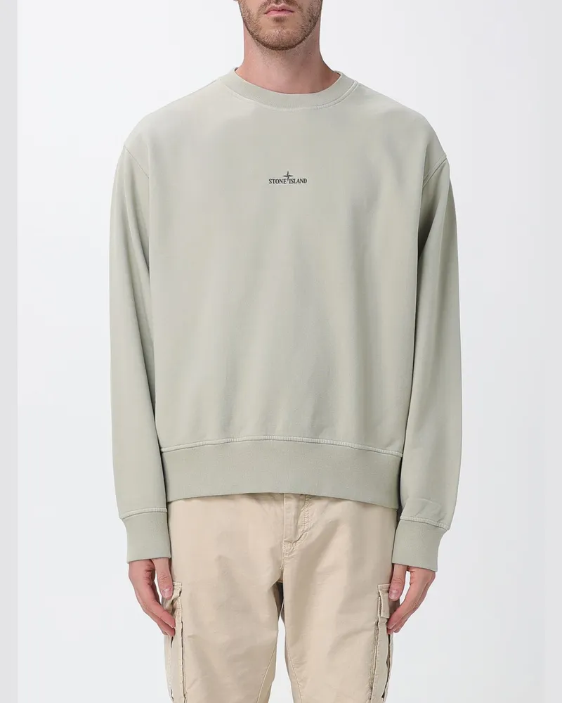 Stone Island Baumwoll-Sweatshirt mit Rundhalsausschnitt und Kompass-Logo-Patch Sand