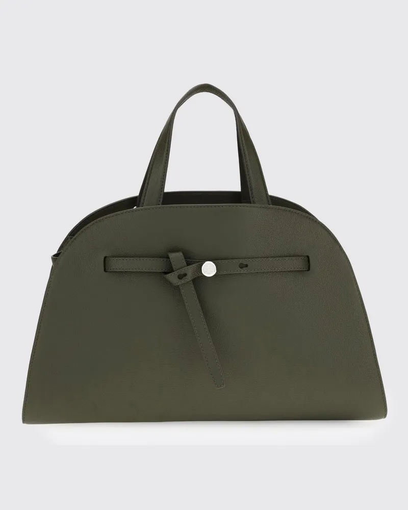 Tory Burch Romy Handtasche aus genarbtem Leder mit Double T-Logo und Schulterriemen Grün