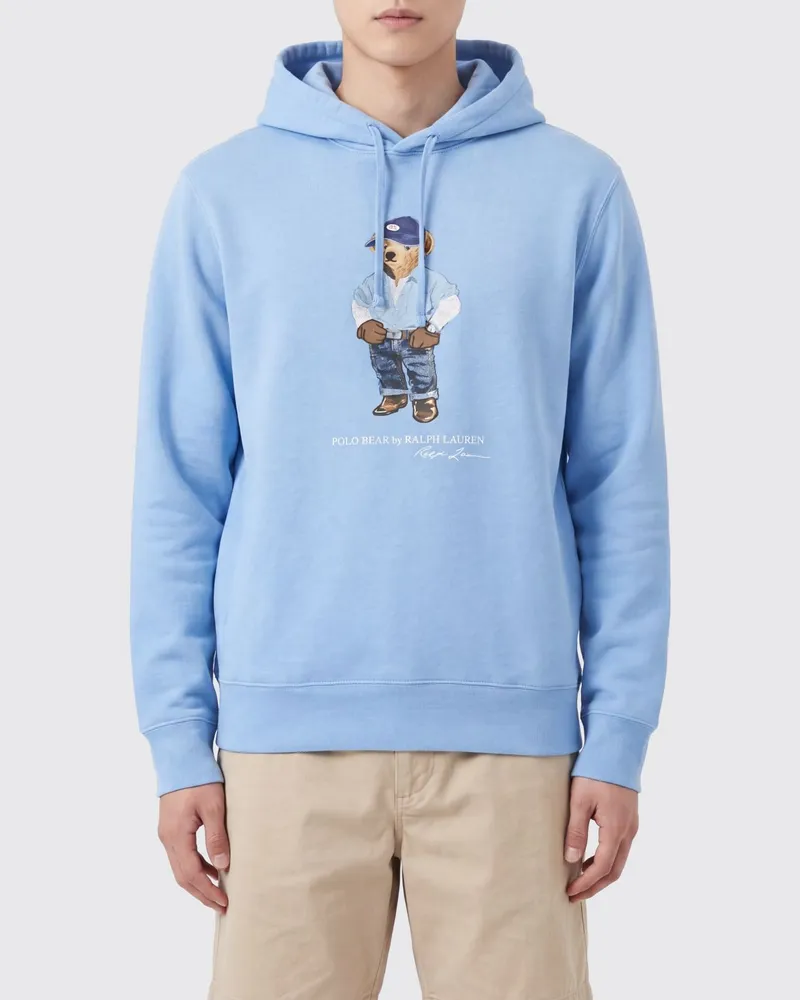 Ralph Lauren Baumwoll-Hoodie mit Teddybär-Print Hellblau