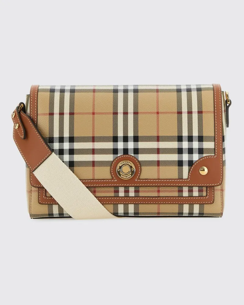 Burberry Note Tasche aus beschichteter Baumwolle mit Vintage Check Print Braun