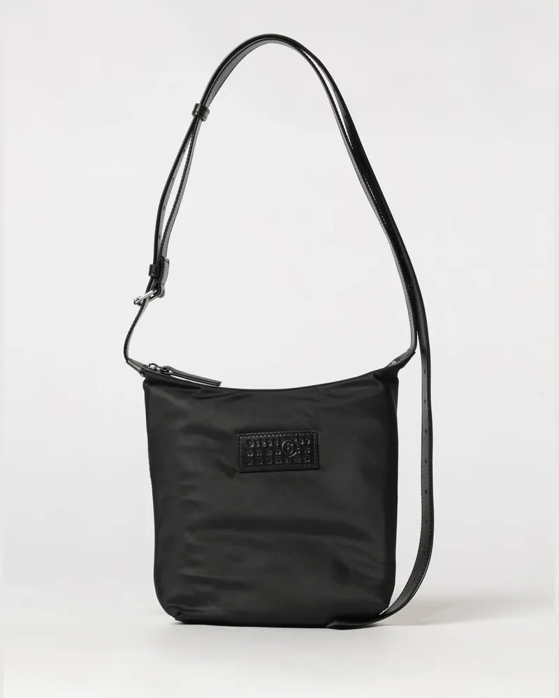 Maison Margiela Mini-Umhängetasche aus Nylon mit numerischem Logo Schwarz
