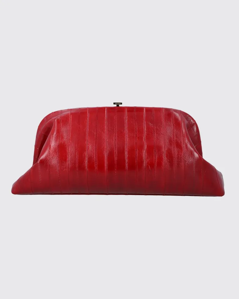 Alberta Ferretti Hand-Clutch aus Aal-Leder mit Schnappverschluss Rot