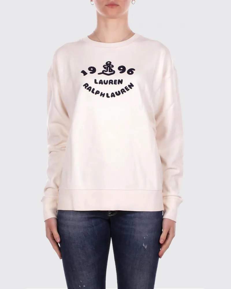 Ralph Lauren Rundhals-Sweatshirt aus Baumwolle mit Logo-Print und überschnittenen Schultern Beige