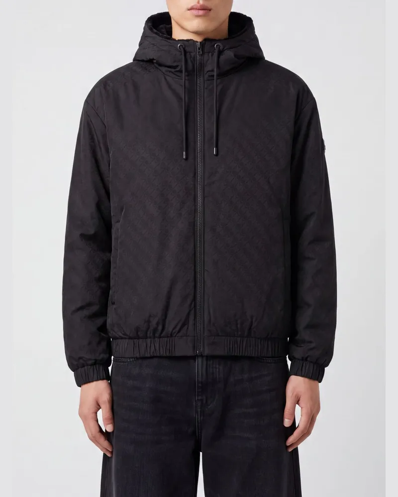 Moose Knuckles Wende-Bomberjacke mit Kapuze von aus Monogramm-Kunstpelz Schwarz