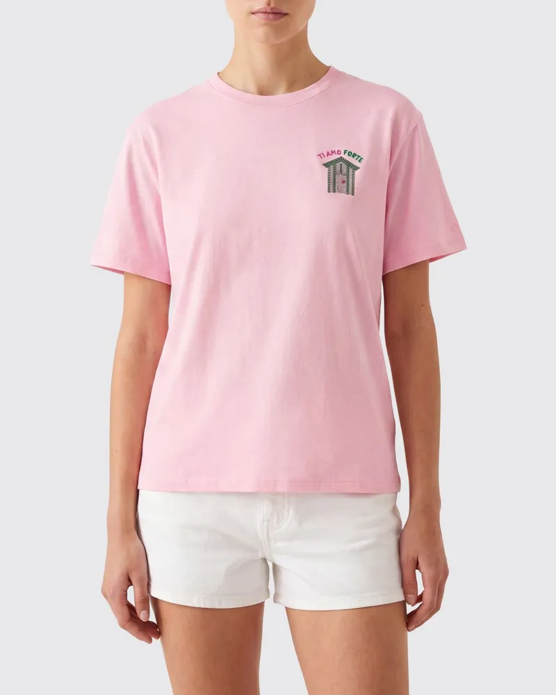 MC2 Saint Barth Baumwoll-T-Shirt mit Rundhalsausschnitt, Grafikdruck und Logo Cyclamen
