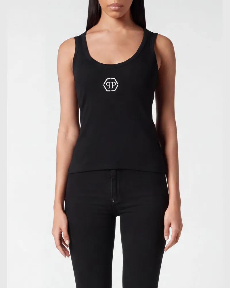 Philipp Plein PP Baumwollmischung Top Schwarz