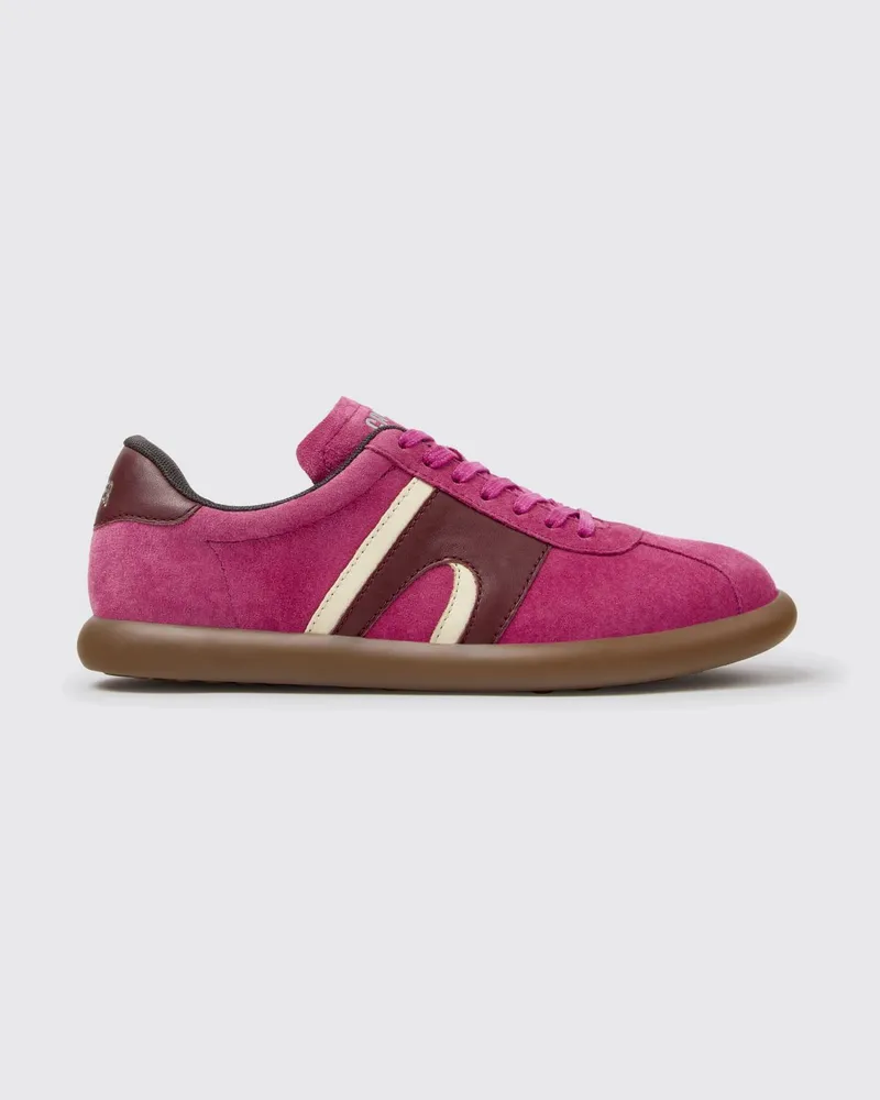 Camper Zweifarbige Pelotas Soller Low-Top-Sneaker aus Glatt- und Wildkalbsleder Pink