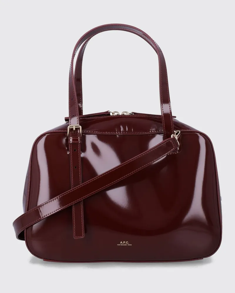 A.P.C. Virginie Handtasche aus Rindsleder mit doppeltem Henkel und Schulterriemen Burgunderrot