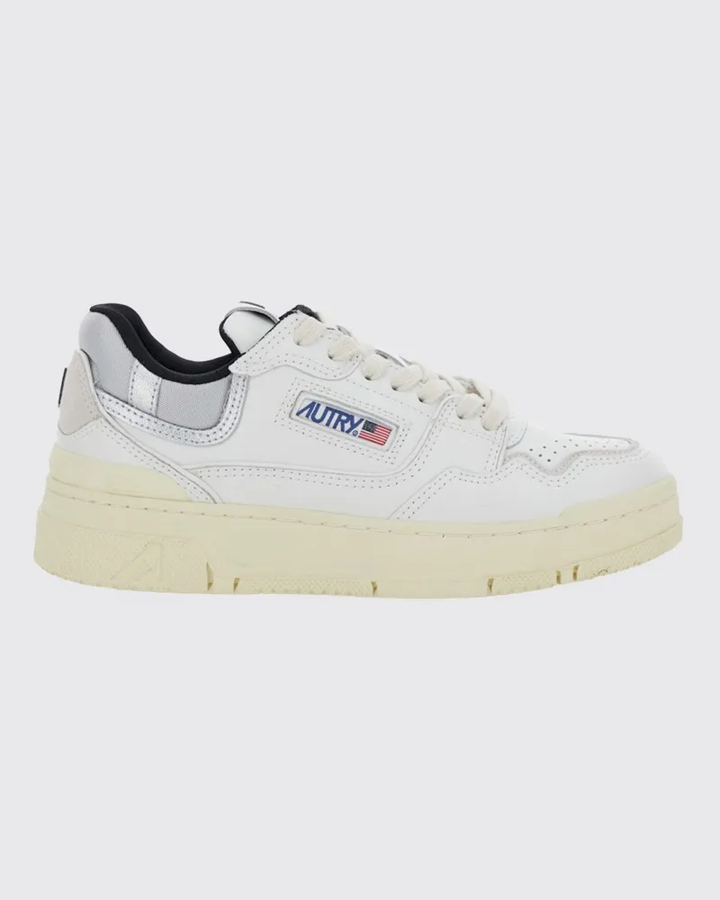 AUTRY CLC Low Sneakers aus Leder und Mesh mit perforierter Zehenkappe von Weiß