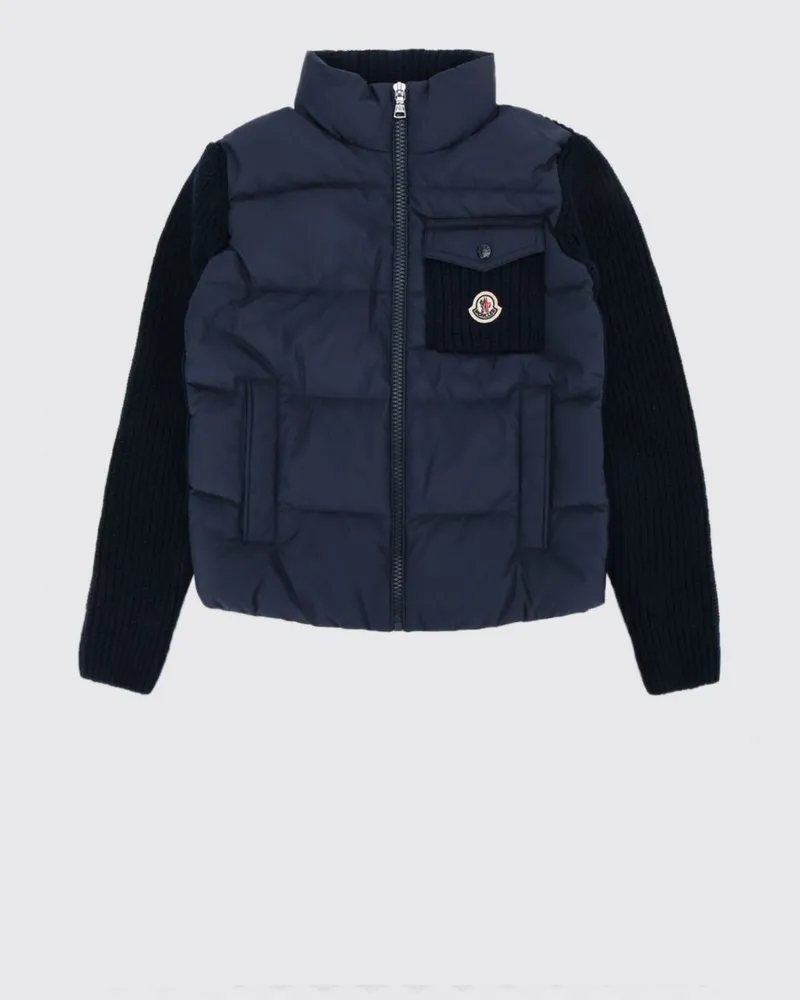 Moncler Jungen-Cardigan aus Woll-Kaschmir-Mischung mit gestepptem Einsatz Navy