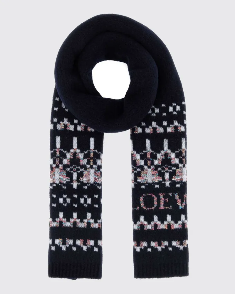 Loewe Rechteckiger Schal von aus Wollmischung mit Jacquard-Logo Bunt