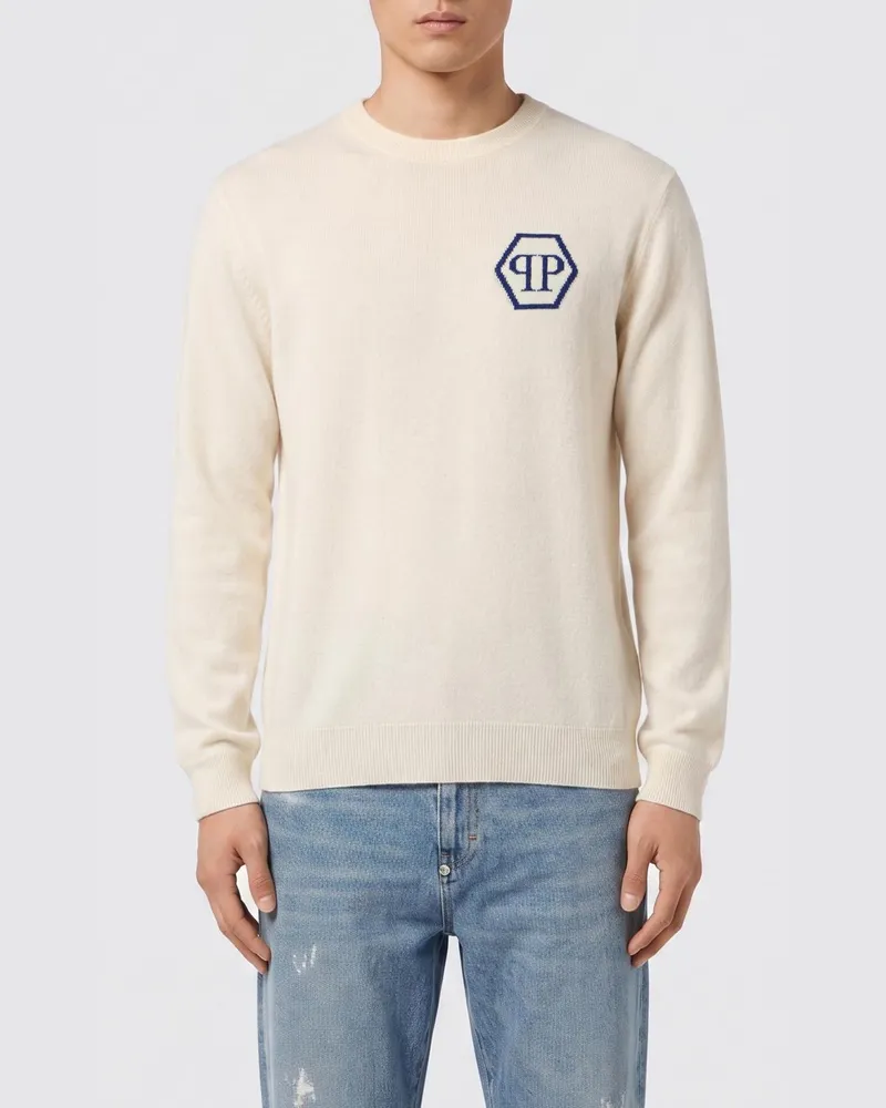 Philipp Plein PP Kaschmir-Rundhalspullover Weiß
