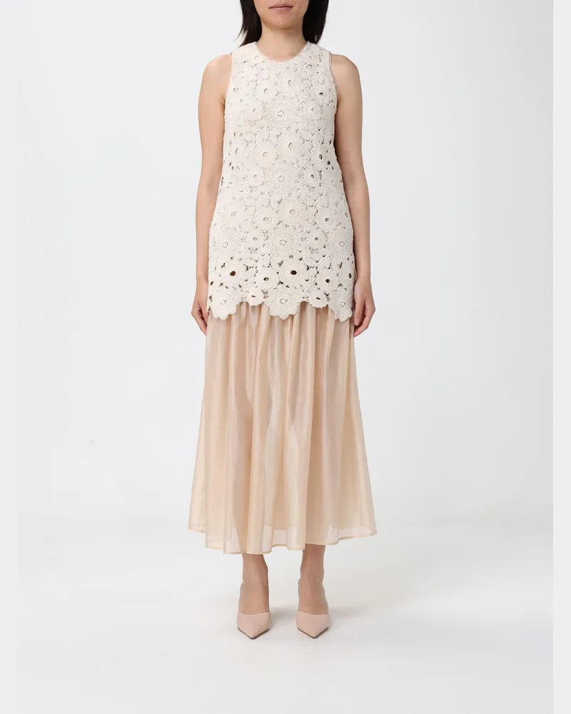 Liu Jo Midi-Kleid aus Musselin und Makramee Yellow