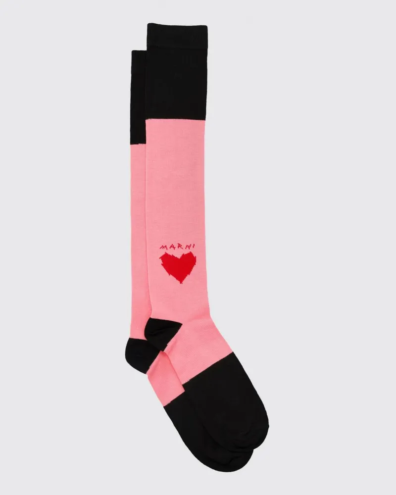 Marni Kniestrümpfe für Mädchen aus Stretch-Baumwolle mit Herz-Print Pink