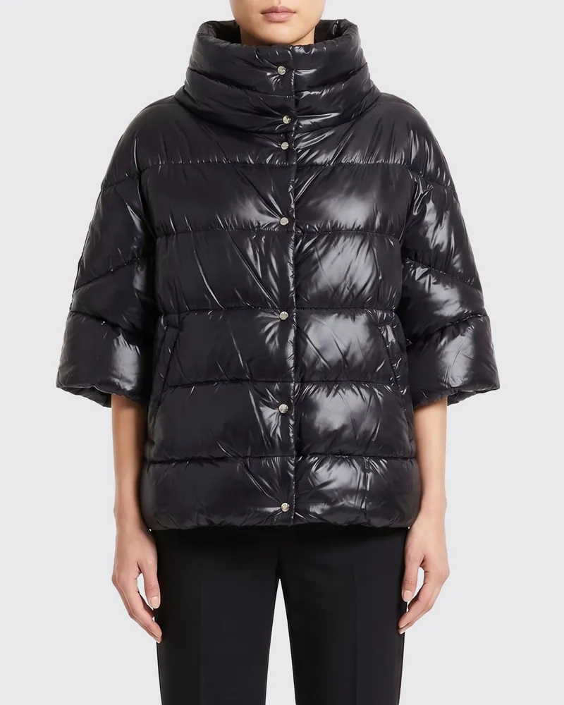 Herno Wasserabweisende Nylon-Daunenweste mit kurzen Ärmeln und Trichterkragen Schwarz