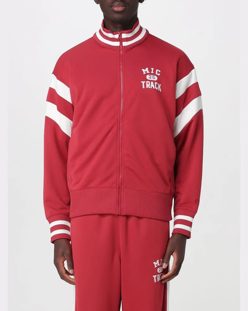 Champion Zweifarbig gestreifte Time Capsule Trainingsjacke aus Acetat mit Stehkragen Rot