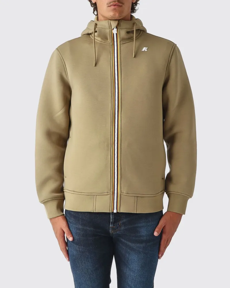 K-Way Kapuzen-Sweatjacke aus technischem Stretch-Gewebe für Herren Beige