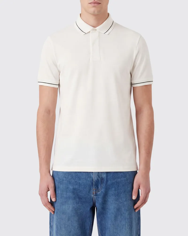 Emporio Armani Slim-Fit-Poloshirt aus Baumwolle mit Kontrastbesätzen Weiß