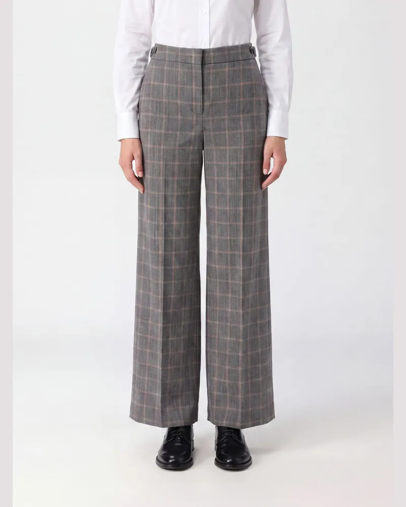Stella McCartney Karierte Palazzo-Hose aus reiner Wolle mit hohem Bund Grau