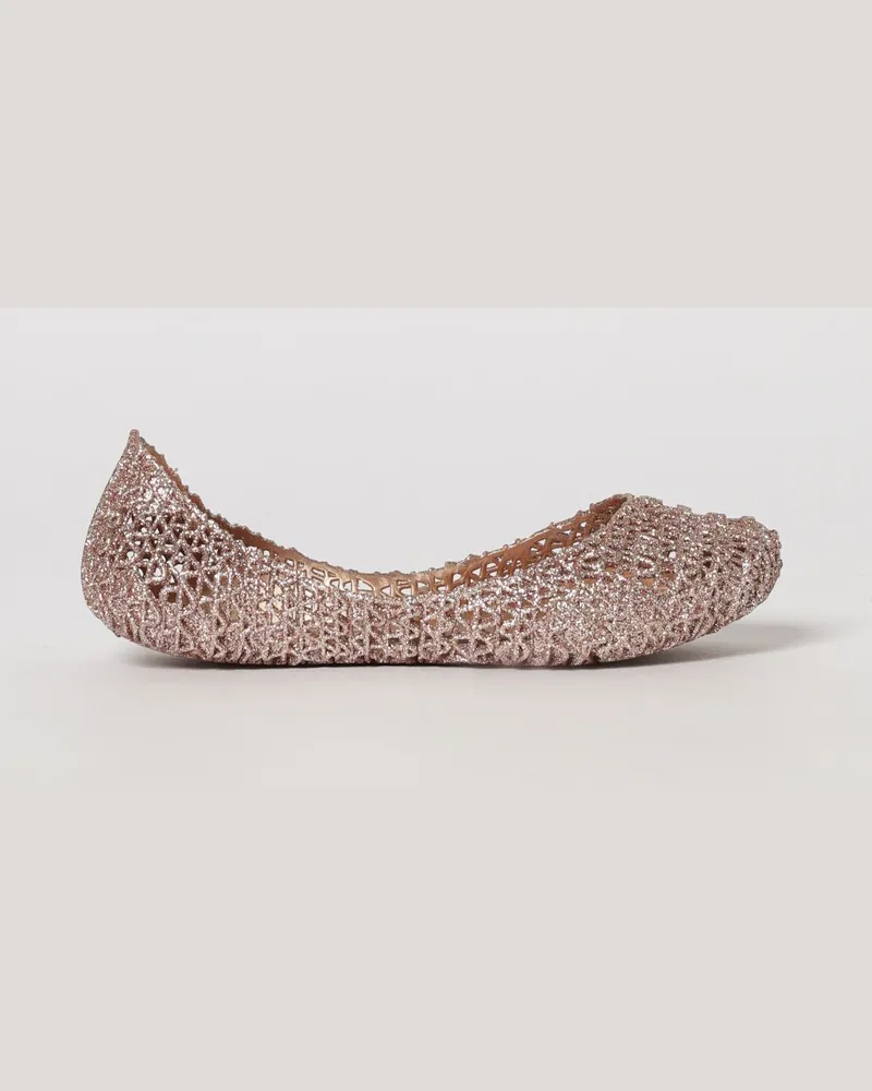 Melissa Campana Papel perforierte Glitzer-PVC-Ballerinas für Mädchen Pink