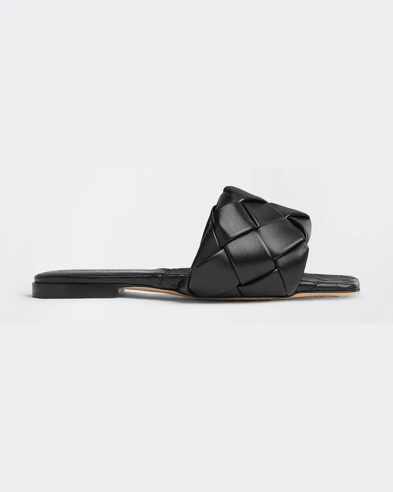 Bottega Veneta Lido Mules aus Intrecciato-Nappaleder mit niedrigem Absatz Schwarz