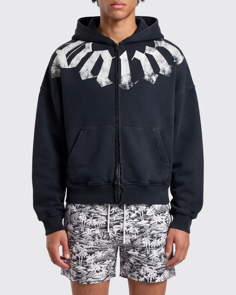 Palm Angels Baumwoll-Zip-Hoodie mit Logo-Print Schwarz