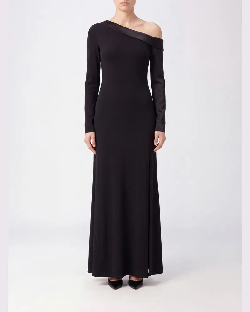 Alberta Ferretti Asymmetrisches Slim-Fit-Midikleid aus Viskose mit Schlitz Schwarz